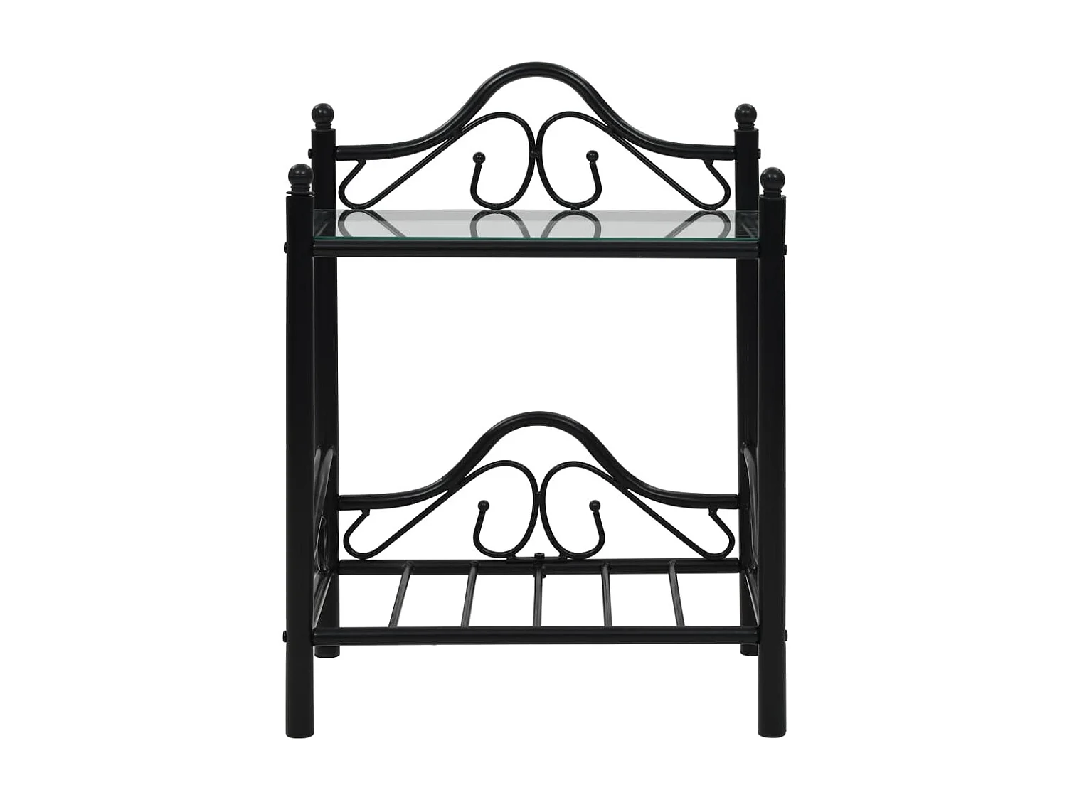 2er-Set Nachttische Nachtschrank Stahl und Hartglas 45 x 30,5 x 60 cm Schwarz -RN33150