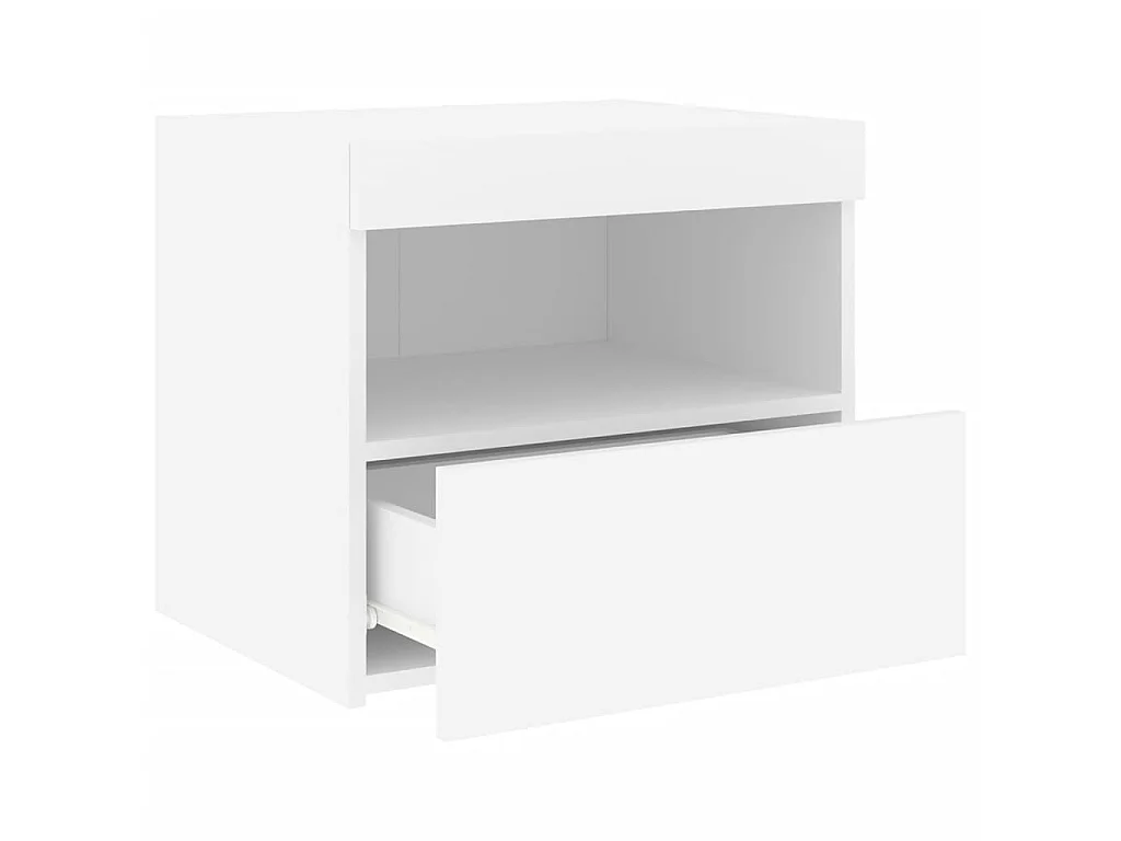 Nachttisch Nachtschrank mit LED-Leuchten Weiß 50x40x45 cm -RN52543