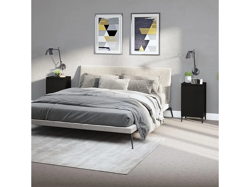 2er-Set Nachttische Nachtschrank Schwarz 40x35x70 cm Holzwerkstoff -RN95746