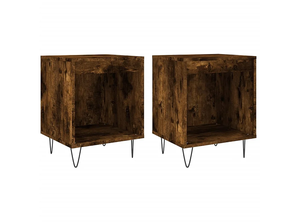 2er-Set Nachttische Nachtschrank Räuchereiche 40x35x50 cm Holzwerkstoff -RN51270