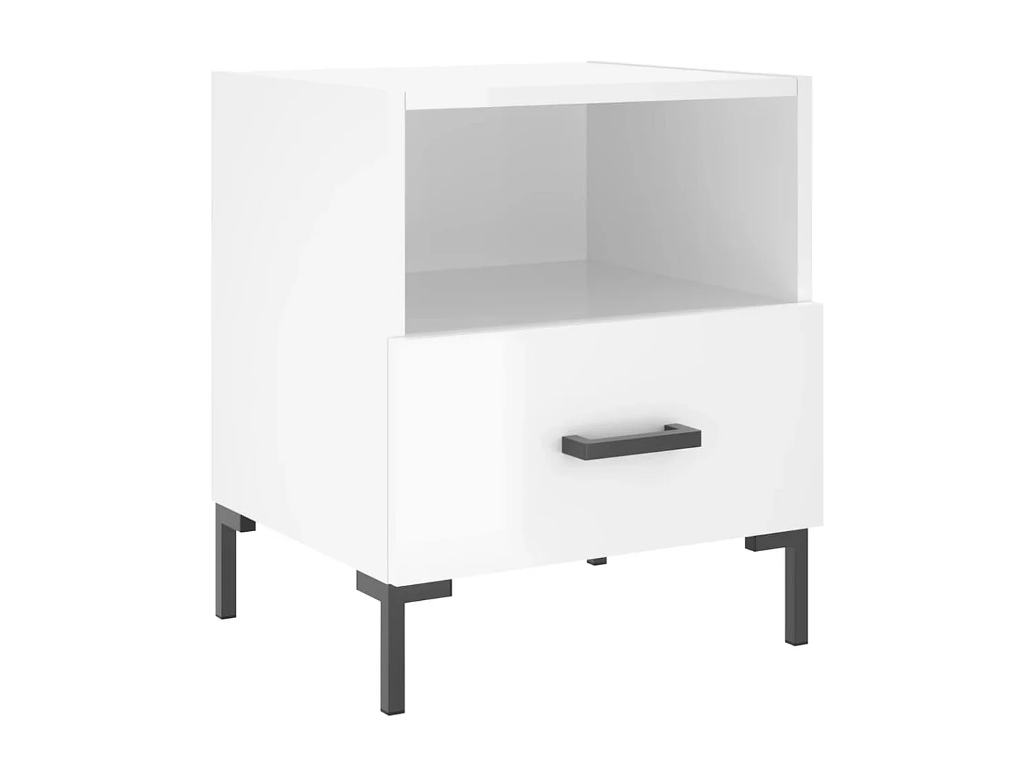 2er-Set Nachttische Nachtschrank Hochglanz-Weiß 40x35x47,5 cm Holzwerkstoff -RN61131