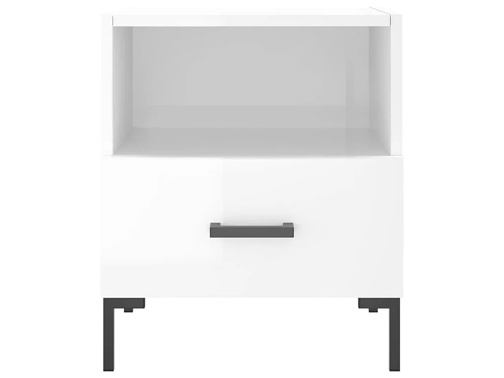 2er-Set Nachttische Nachtschrank Hochglanz-Weiß 40x35x47,5 cm Holzwerkstoff -RN61131