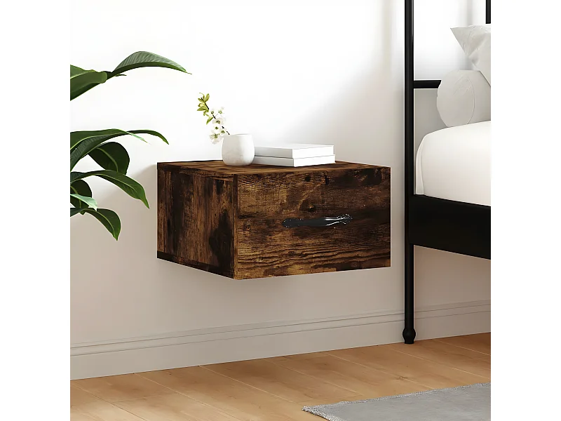 Wand-Nachttisch Nachtschrank Räuchereiche 35x35x20 cm -RN17896