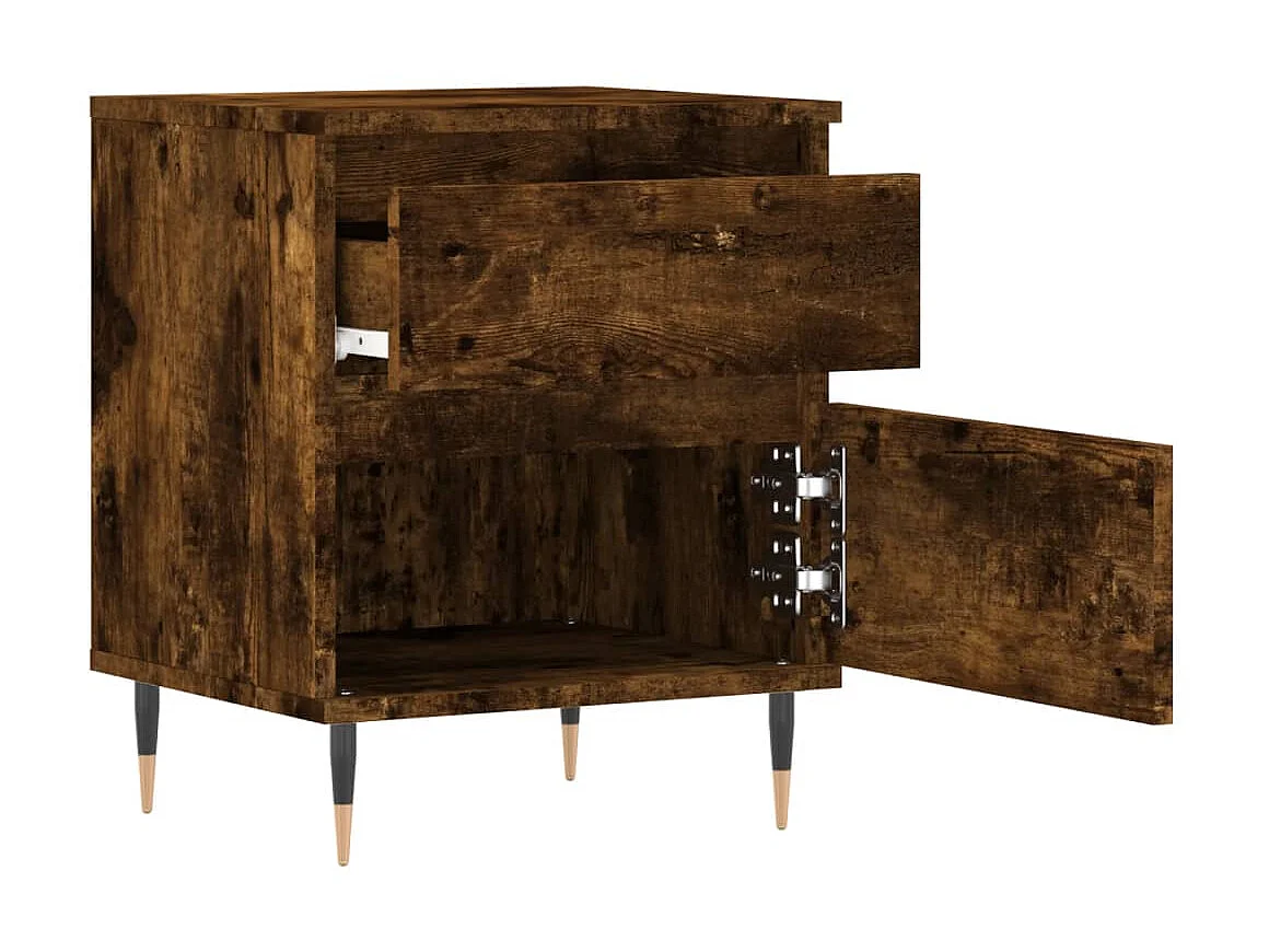 2er-Set Nachttische Nachtschrank Räuchereiche 40x35x50 cm Holzwerkstoff -RN48294