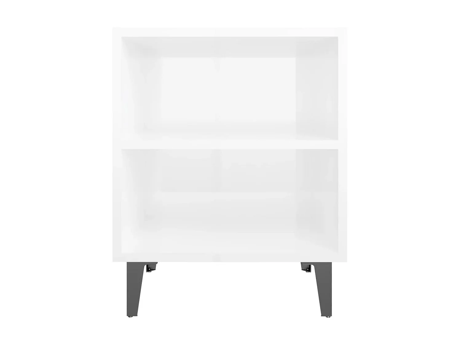 2er-Set Nachttische Nachtschrank mit Metallbeinen Hochglanz-Weiß 40x30x50 cm -RN91935