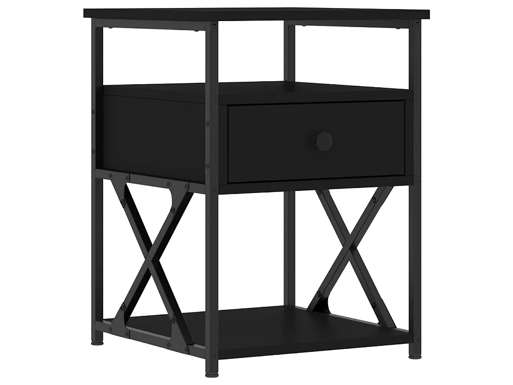 2er-Set Nachttische Nachtschrank Schwarz 40x42x55 cm Holzwerkstoff -RN42610