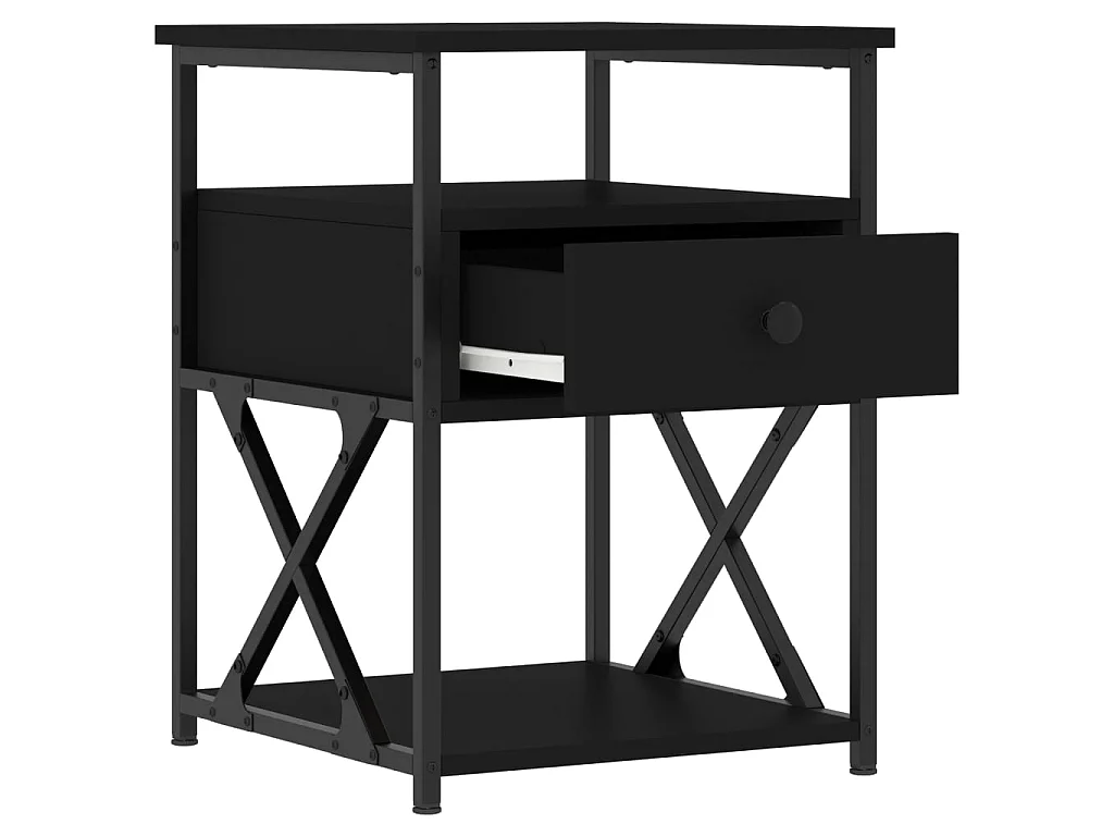 2er-Set Nachttische Nachtschrank Schwarz 40x42x55 cm Holzwerkstoff -RN42610