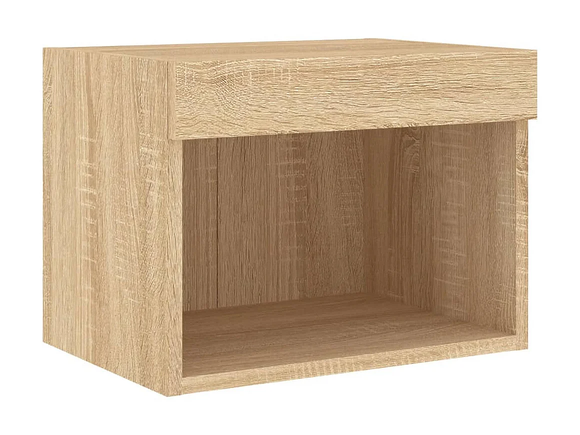 Wand-Nachttisch Nachtschrank mit LED-Leuchten Sonoma-Eiche -RN58311