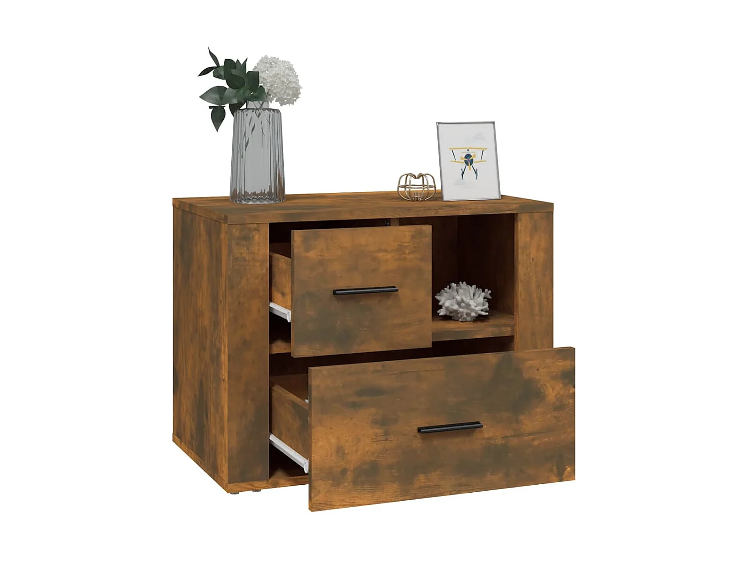 Nachttisch Nachtschrank Räuchereiche 60x36x45 cm Holzwerkstoff -RN13065