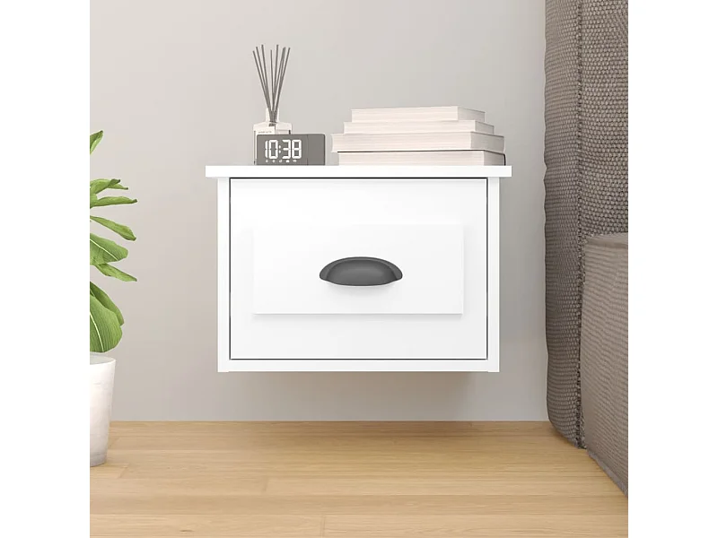 Wand-Nachttisch Nachtschrank Weiß 41,5x36x28 cm -RN85574