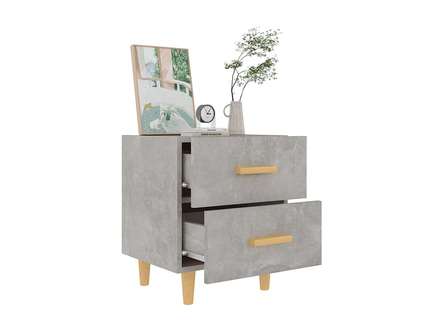 Nachttisch Betongrau Nachtschrank 40x35x47,5 cm -RN10516