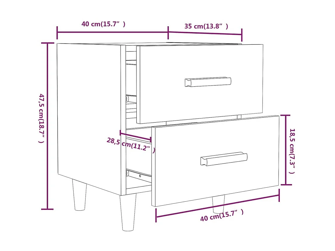 Nachttisch Betongrau Nachtschrank 40x35x47,5 cm -RN10516