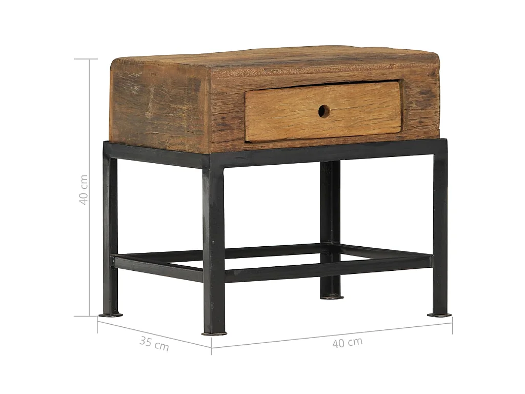 Nachttisch Nachtschrank 40x35x40 cm Altholz Massiv -RN51061