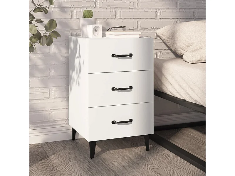 Nachttisch Nachtschrank Weiß 40x40x66 cm Holzwerkstoff -RN19523