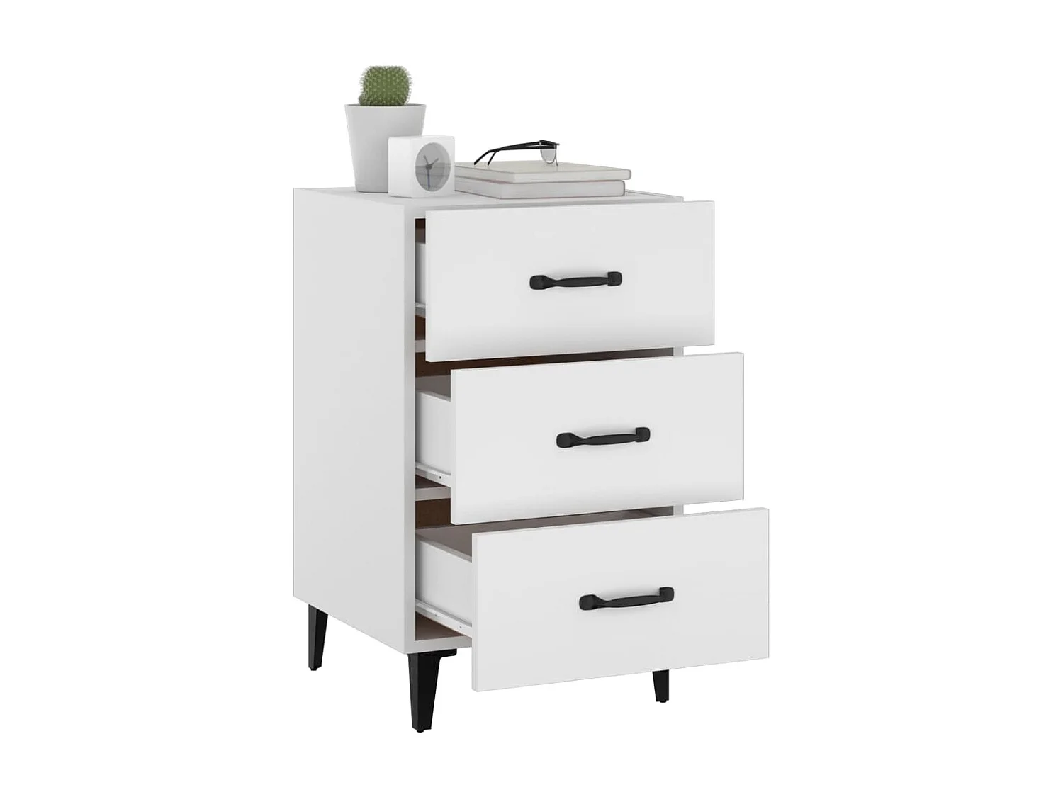 Nachttisch Nachtschrank Weiß 40x40x66 cm Holzwerkstoff -RN19523