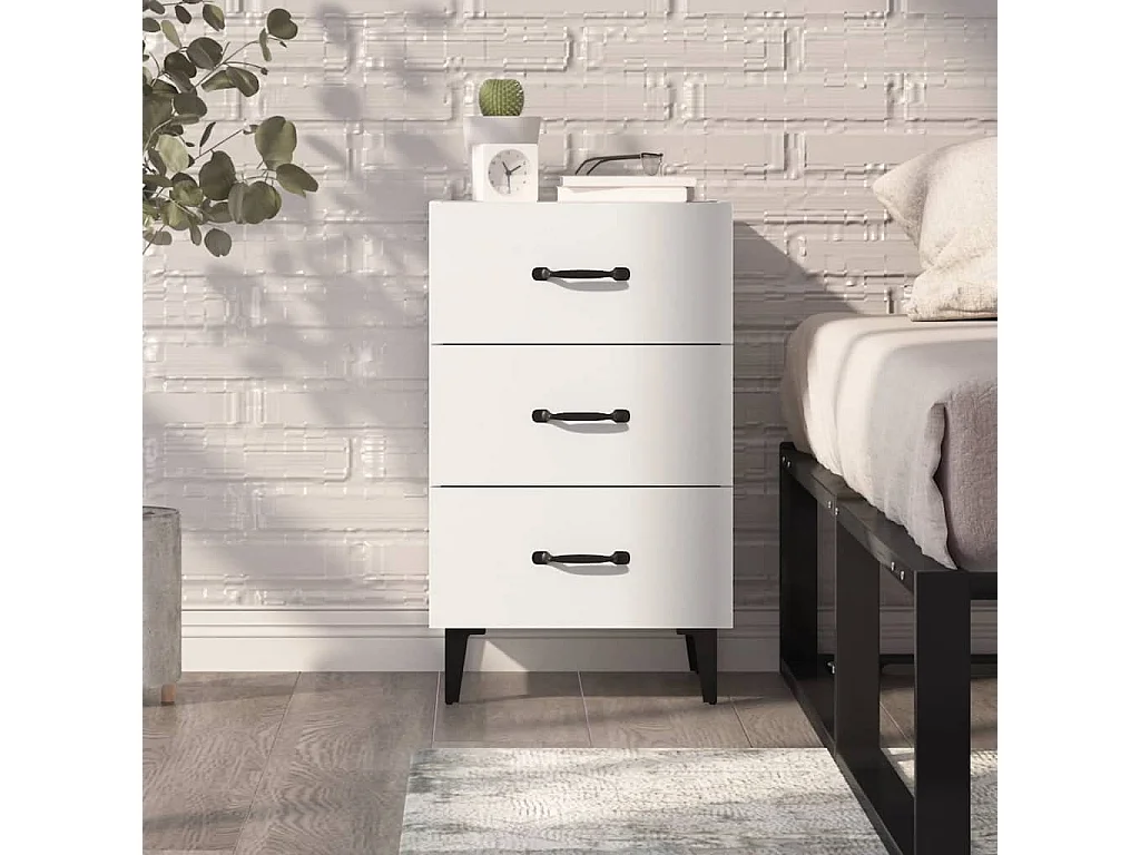 Nachttisch Nachtschrank Weiß 40x40x66 cm Holzwerkstoff -RN19523