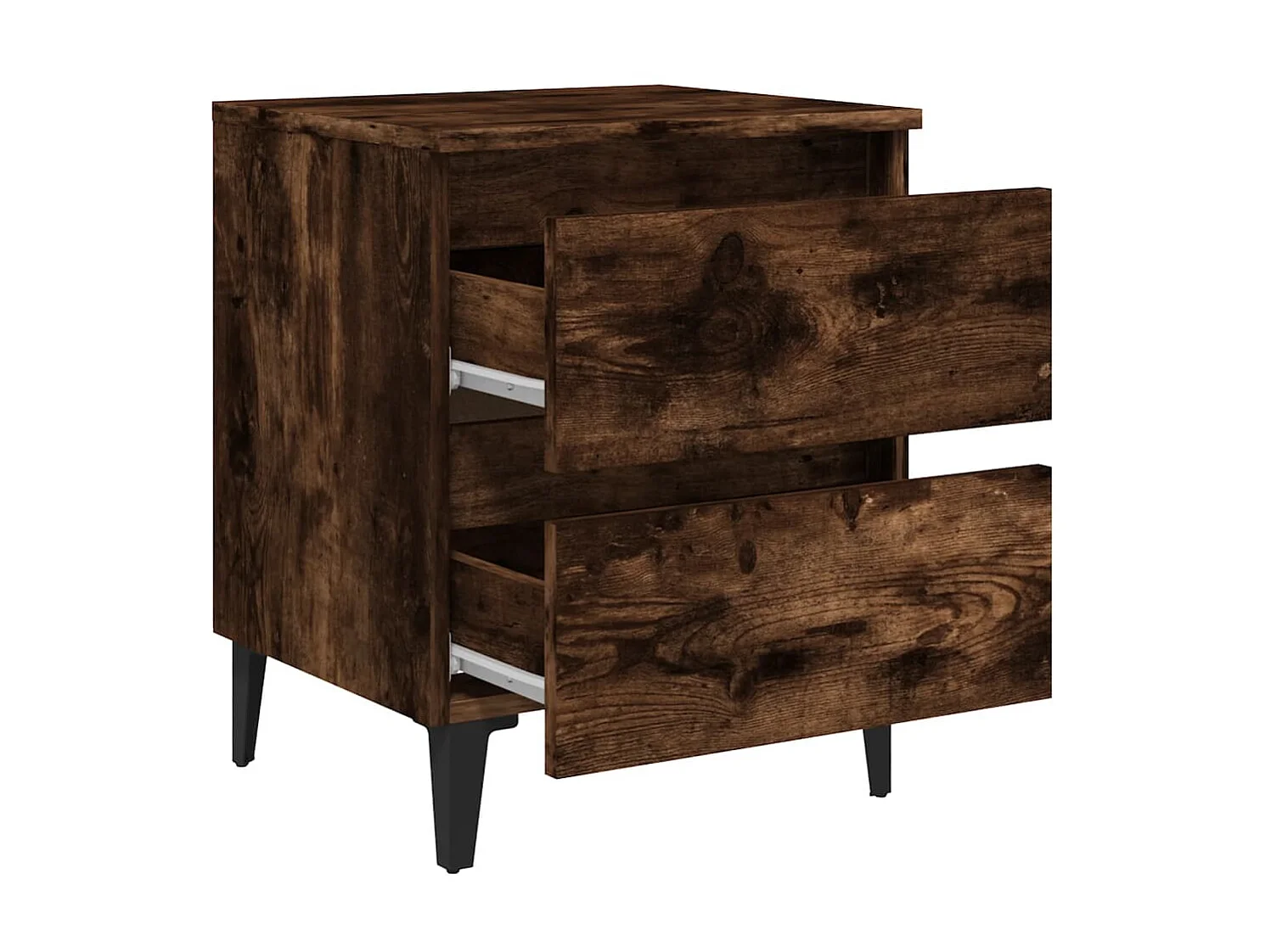 Nachttisch Nachtschrank mit Metallbeinen Räuchereiche 40x35x50 cm -RN63991