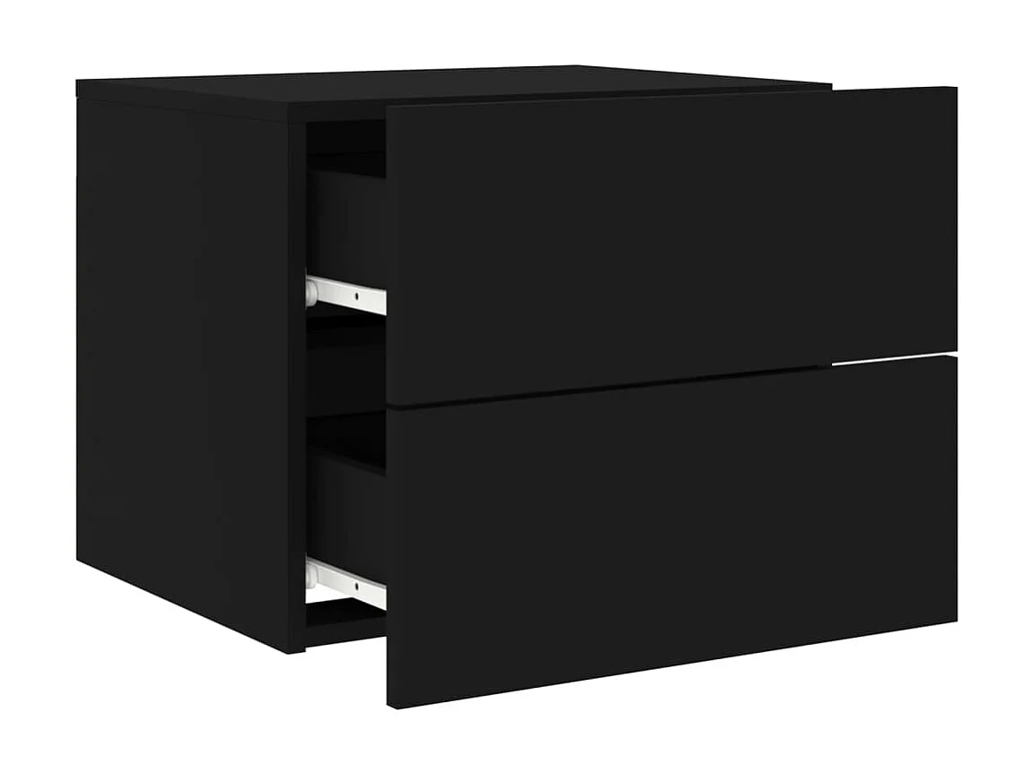 2er-Set Wand-Nachttische Nachtschrank mit LED-Leuchten Schwarz -RN37155