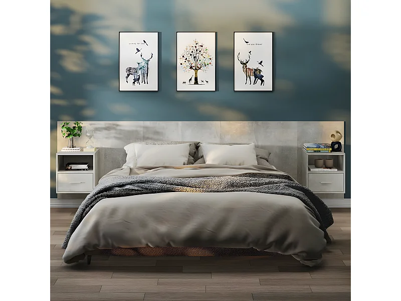 2er-Set Wand-Nachttische Nachtschrank Betongrau -RN54913