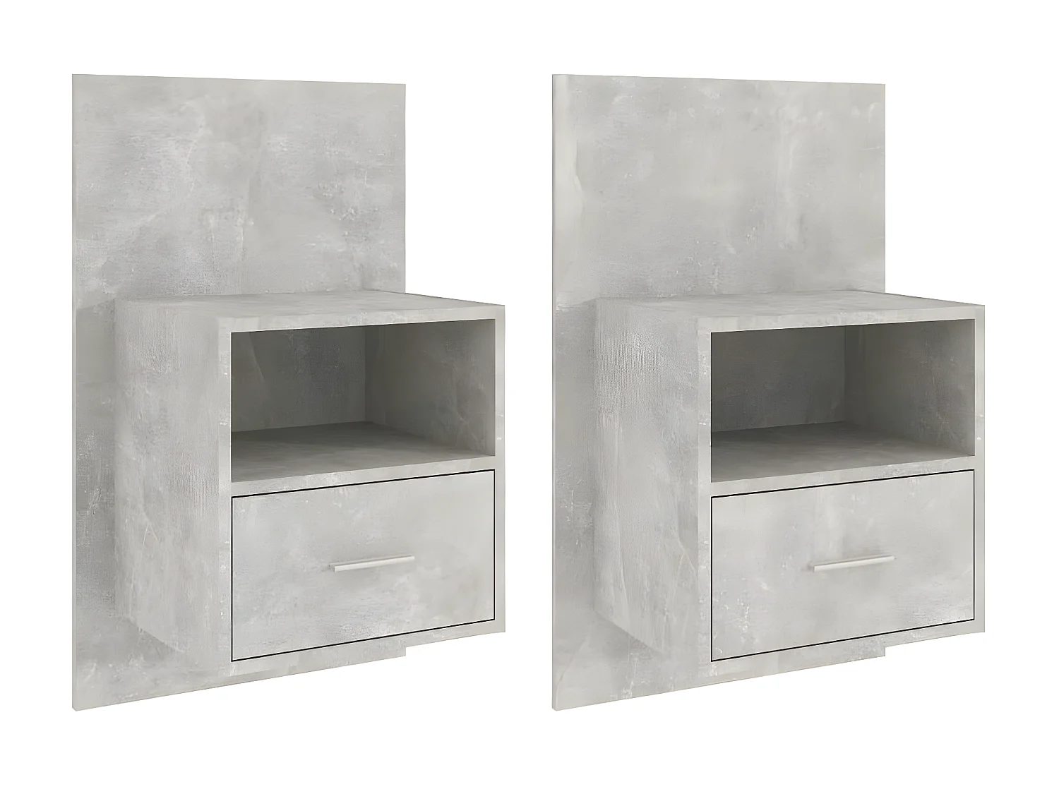 2er-Set Wand-Nachttische Nachtschrank Betongrau -RN54913