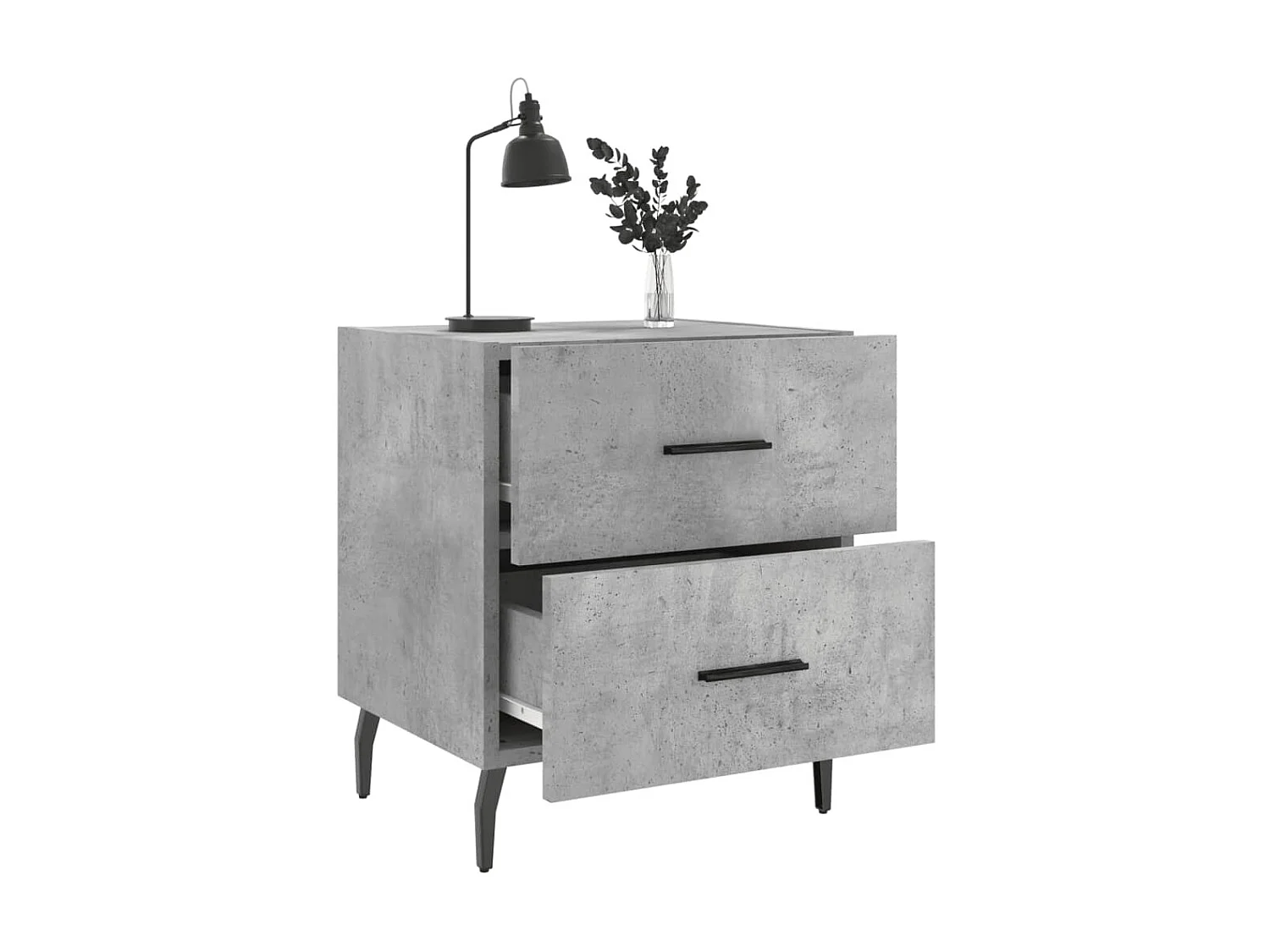 Nachttisch Betongrau Nachtschrank 40x35x47,5 cm Holzwerkstoff -RN72051