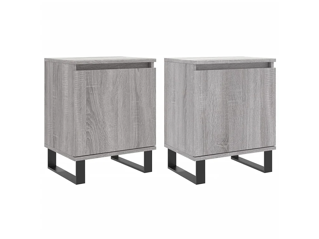 2er-Set Nachttische Nachtschrank Grau Sonoma 40x30x50 cm Holzwerkstoff -RN32109