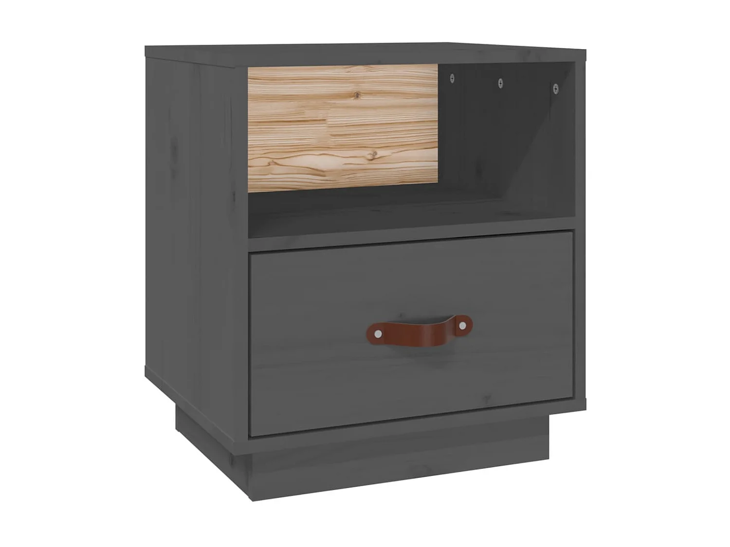 Nachttisch Grau Nachtschrank 40x34x45 cm Massivholz Kiefer -RN52615