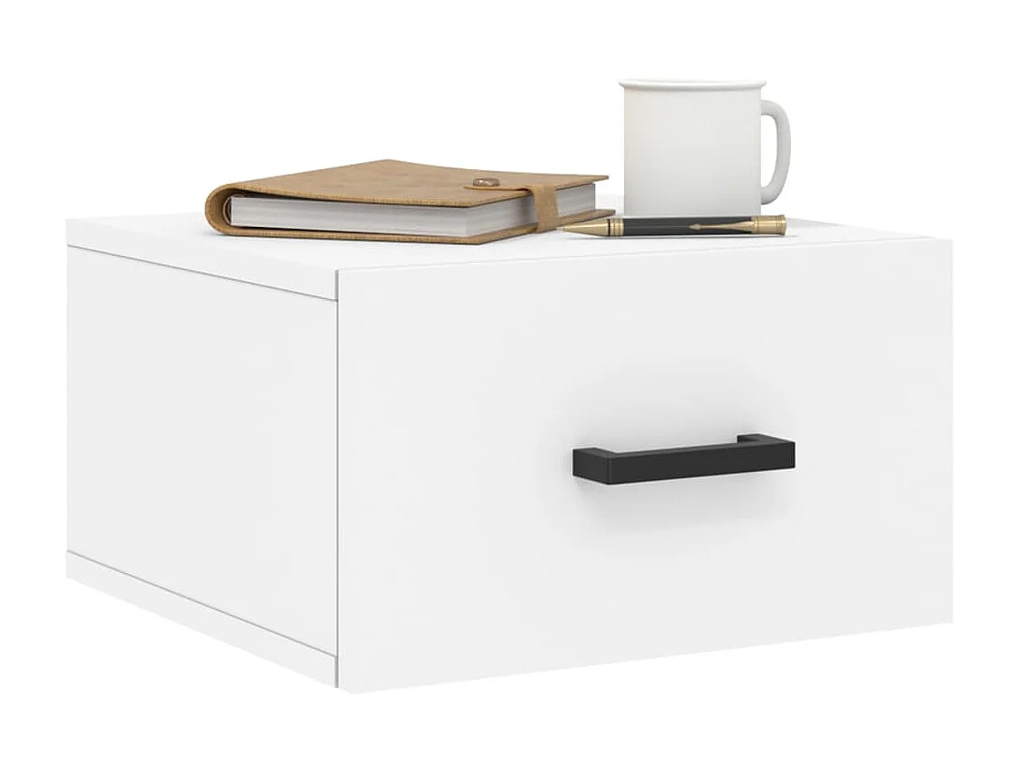 2er-Set Wand-Nachttische Nachtschrank Weiß 35x35x20 cm -RN92353