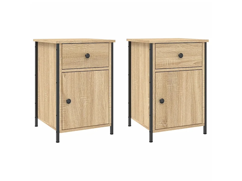 2er-Set Nachttische Nachtschrank Sonoma-Eiche 40x42x60 cm Holzwerkstoff -RN70082