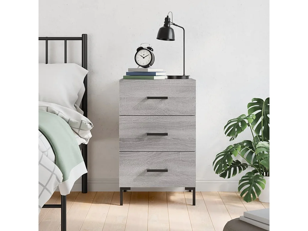 Nachttisch Grau Nachtschrank Sonoma Holzwerkstoff 40x40x66 cm -RN76730