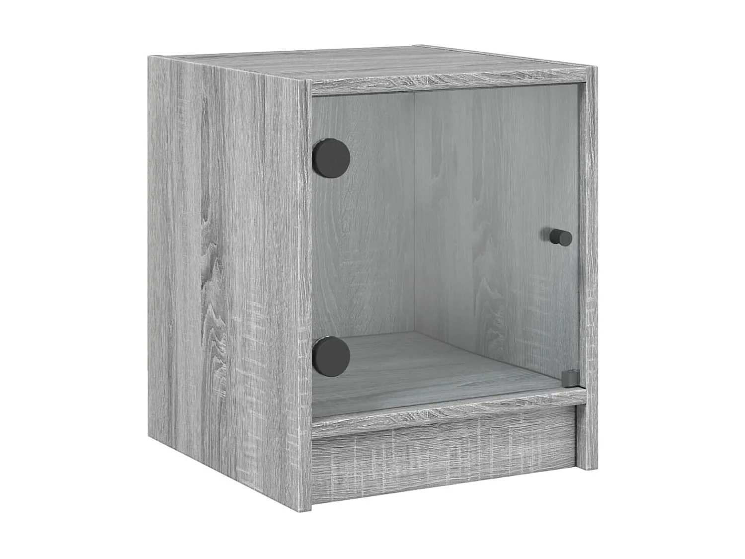 Nachttisch Nachtschrank mit Glastür Grau Sonoma 35x37x42 cm -RN29528
