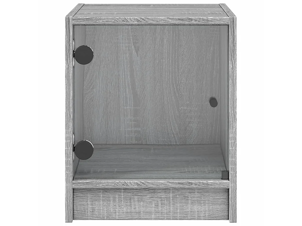 Nachttisch Nachtschrank mit Glastür Grau Sonoma 35x37x42 cm -RN29528