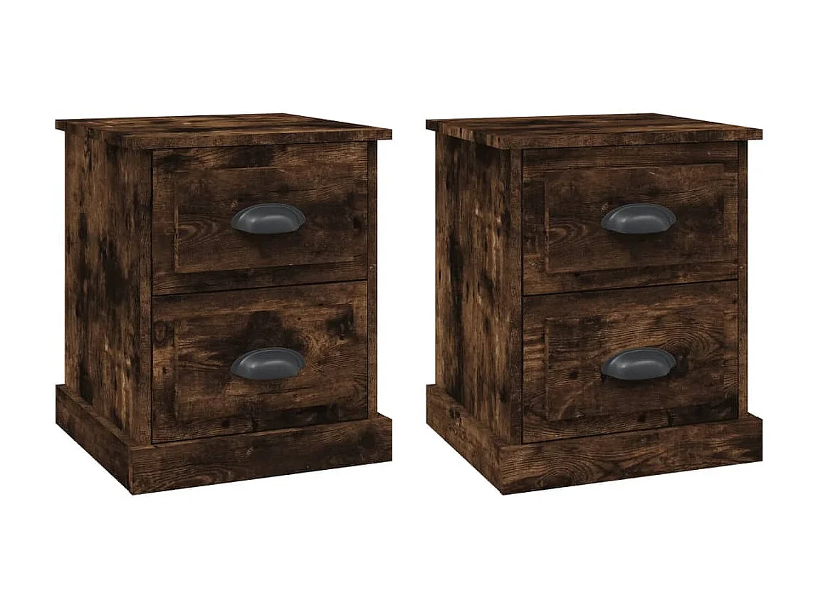 2er-Set Nachttische Nachtschrank Räuchereiche 39x39x47,5 cm Holzwerkstoff -RN55700