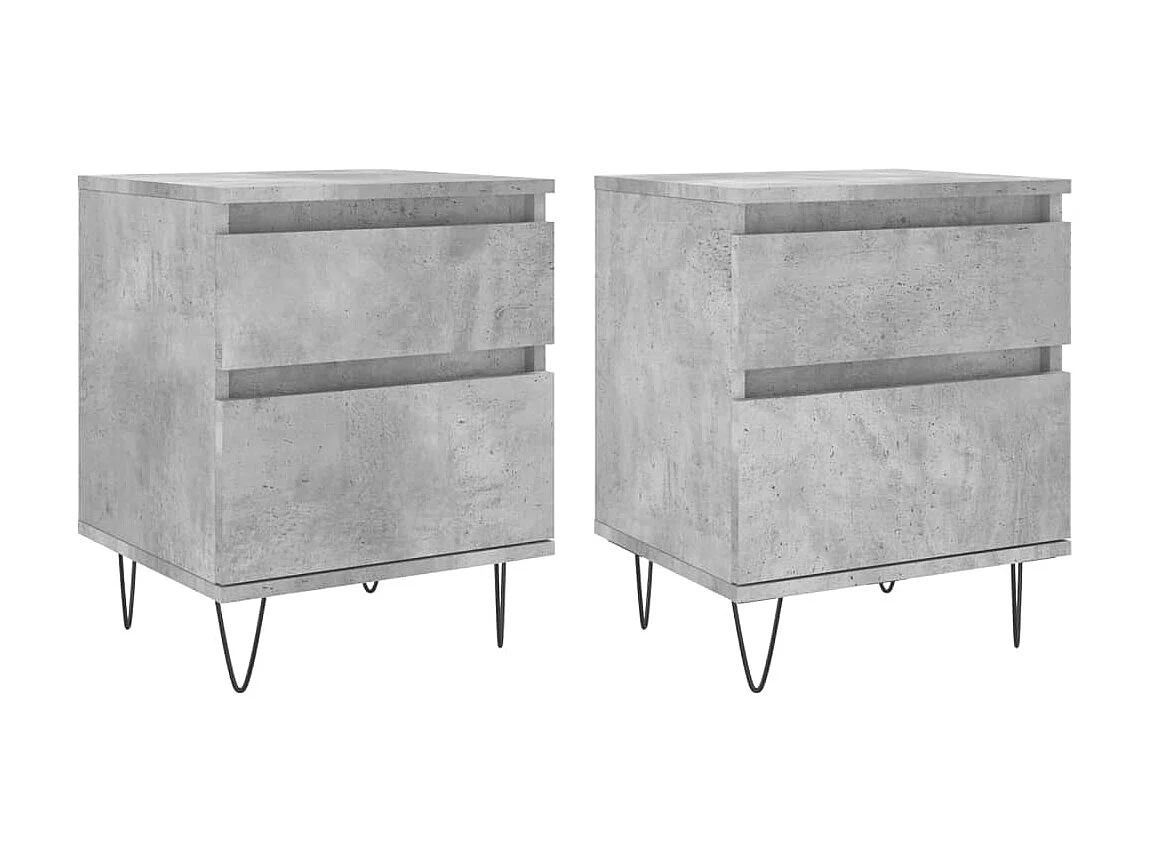 2er-Set Nachttische Nachtschrank Betongrau 40x35x50 cm Holzwerkstoff -RN91714