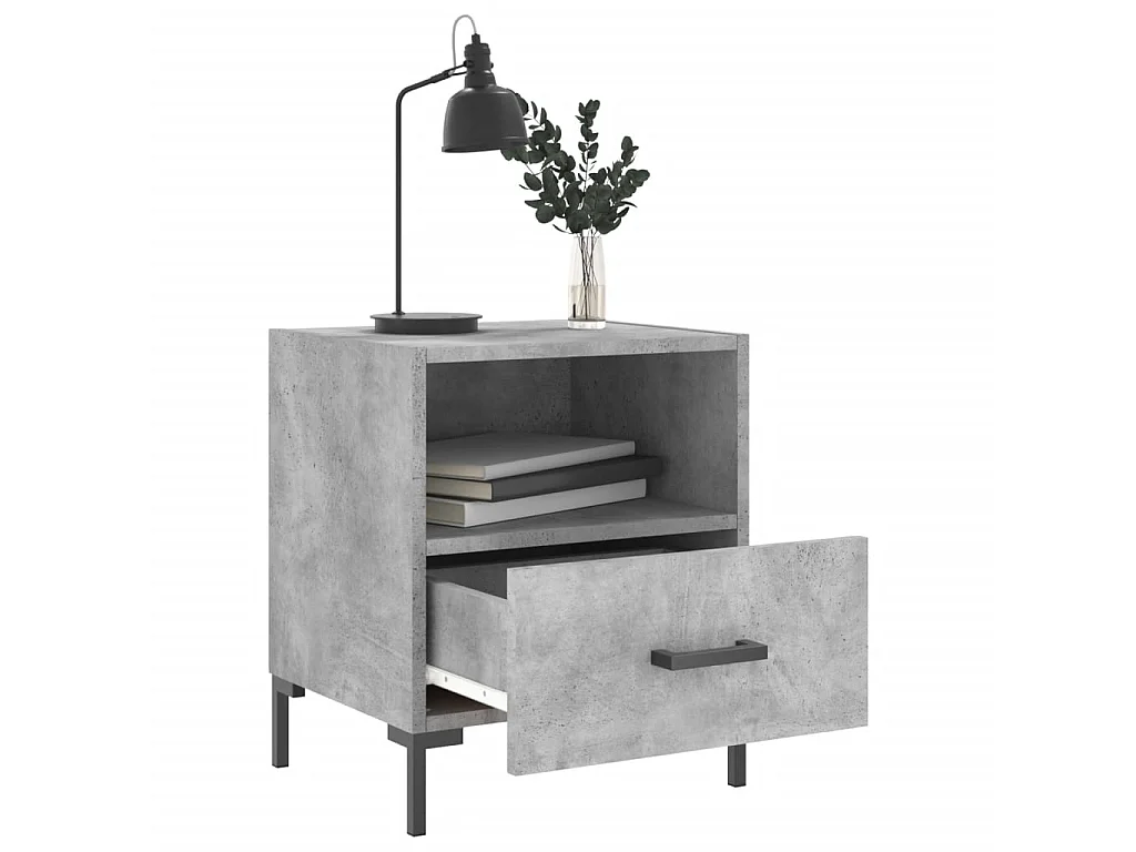 2er-Set Nachttische Nachtschrank Betongrau 40x35x47,5 cm Holzwerkstoff -RN97544