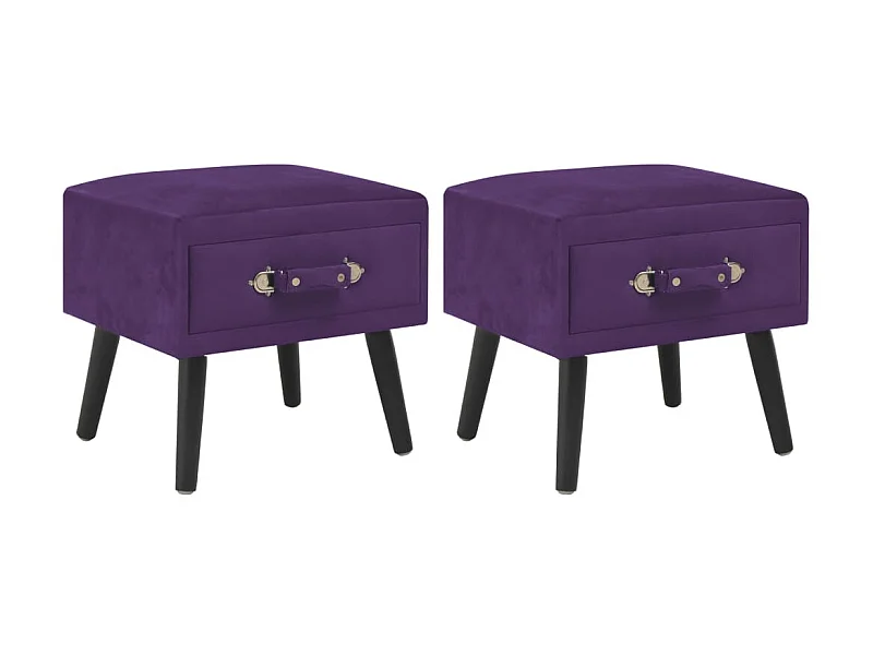 2er-Set Nachttische Nachtschrank Dunkelviolett 40 x 35 x 40 cm Samt -RN79957