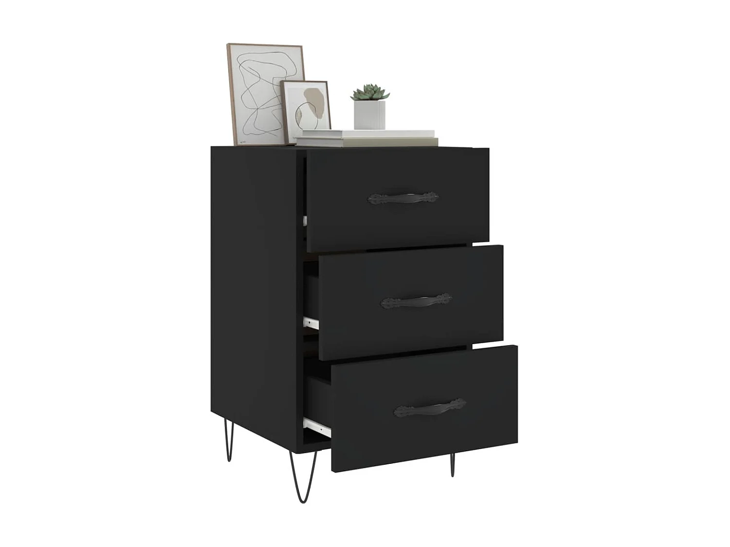 Nachttisch Nachtschrank Schwarz 40x40x66 cm Holzwerkstoff -RN71103