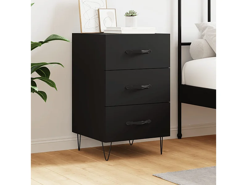 Nachttisch Nachtschrank Schwarz 40x40x66 cm Holzwerkstoff -RN71103