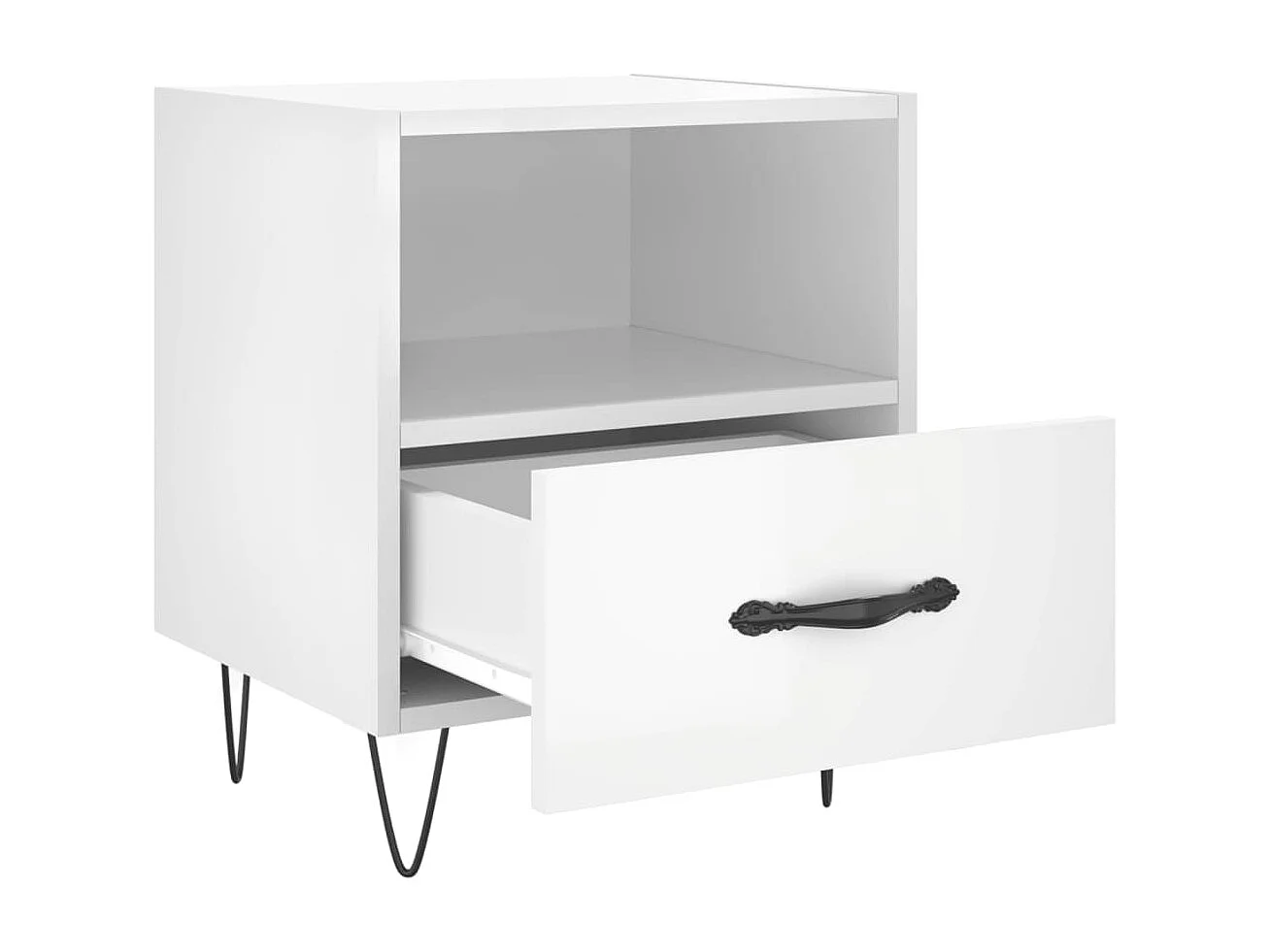 2er-Set Nachttische Nachtschrank Hochglanz-Weiß 40x35x47,5 cm Holzwerkstoff -RN14091