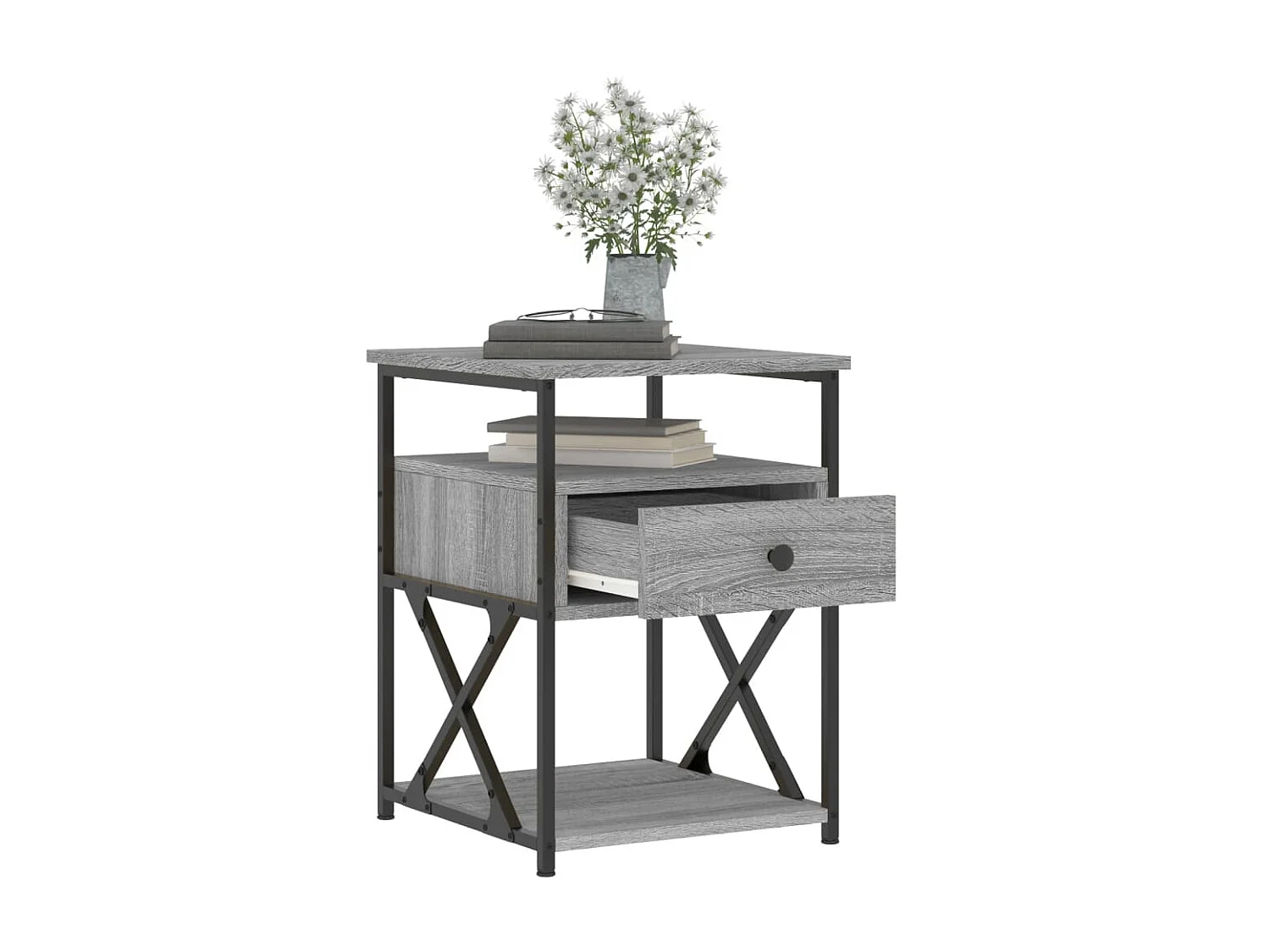 2er-Set Nachttische Nachtschrank Grau Sonoma 40x42x55 cm Holzwerkstoff -RN53730