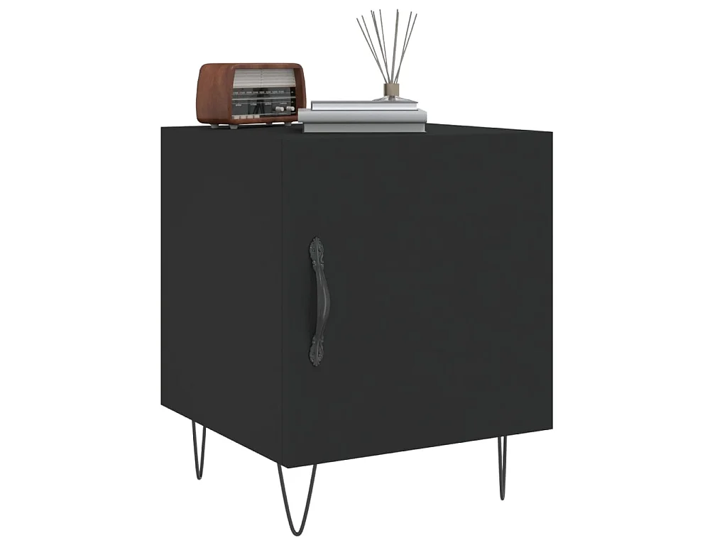 2er-Set Nachttische Nachtschrank Schwarz 40x40x50 cm Holzwerkstoff -RN56653