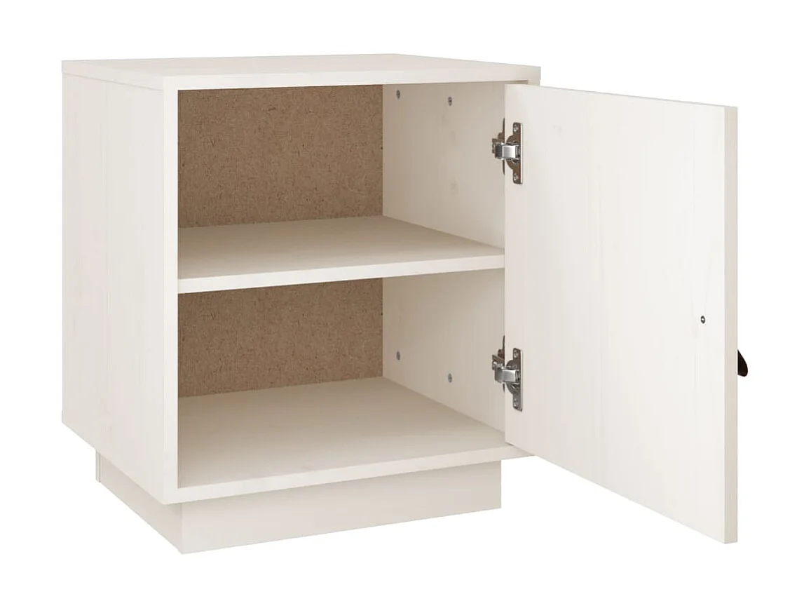 Nachttisch Nachtschrank Weiß 40x34x45 cm Massivholz Kiefer -RN80933