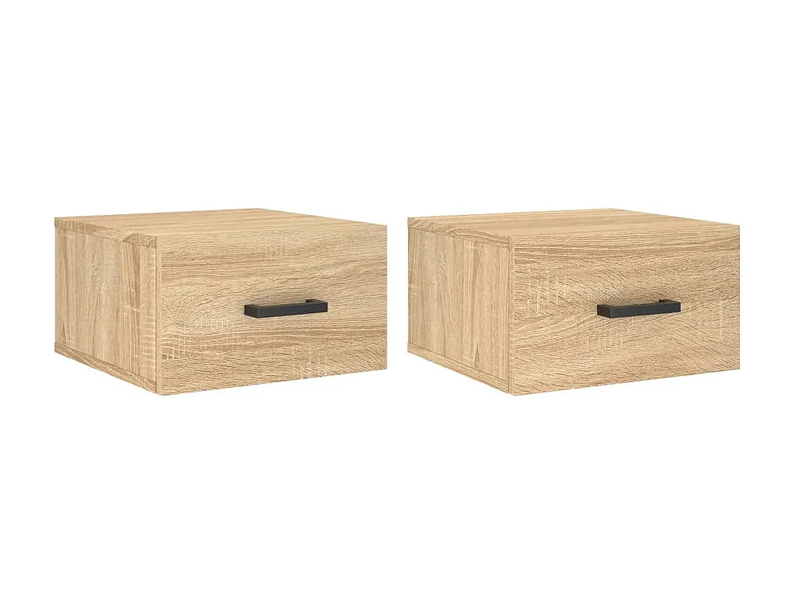 2er-Set Wand-Nachttische Nachtschrank Sonoma-Eiche 35x35x20 cm -RN41017