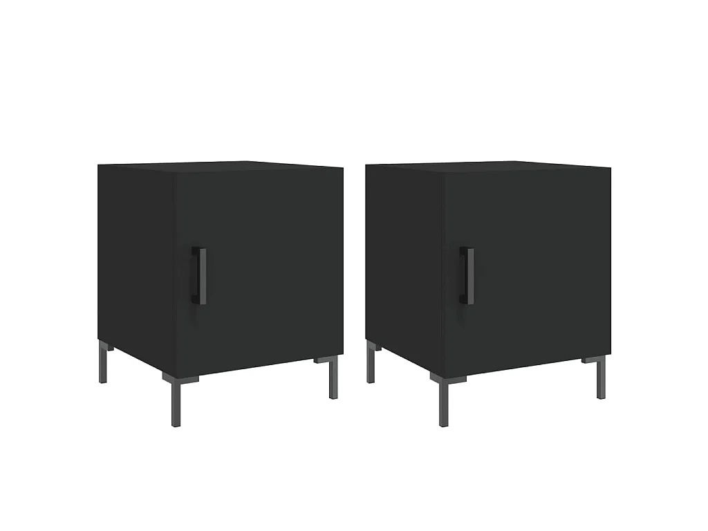 2er-Set Nachttische Nachtschrank Schwarz 40x40x50 cm Holzwerkstoff -RN84564