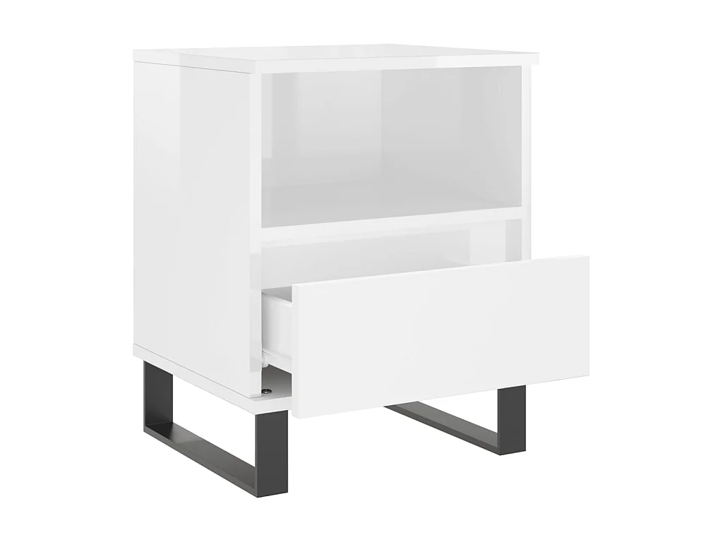 Nachttisch Nachtschrank Hochglanz-Weiß 40x35x50 cm Holzwerkstoff -RN97525