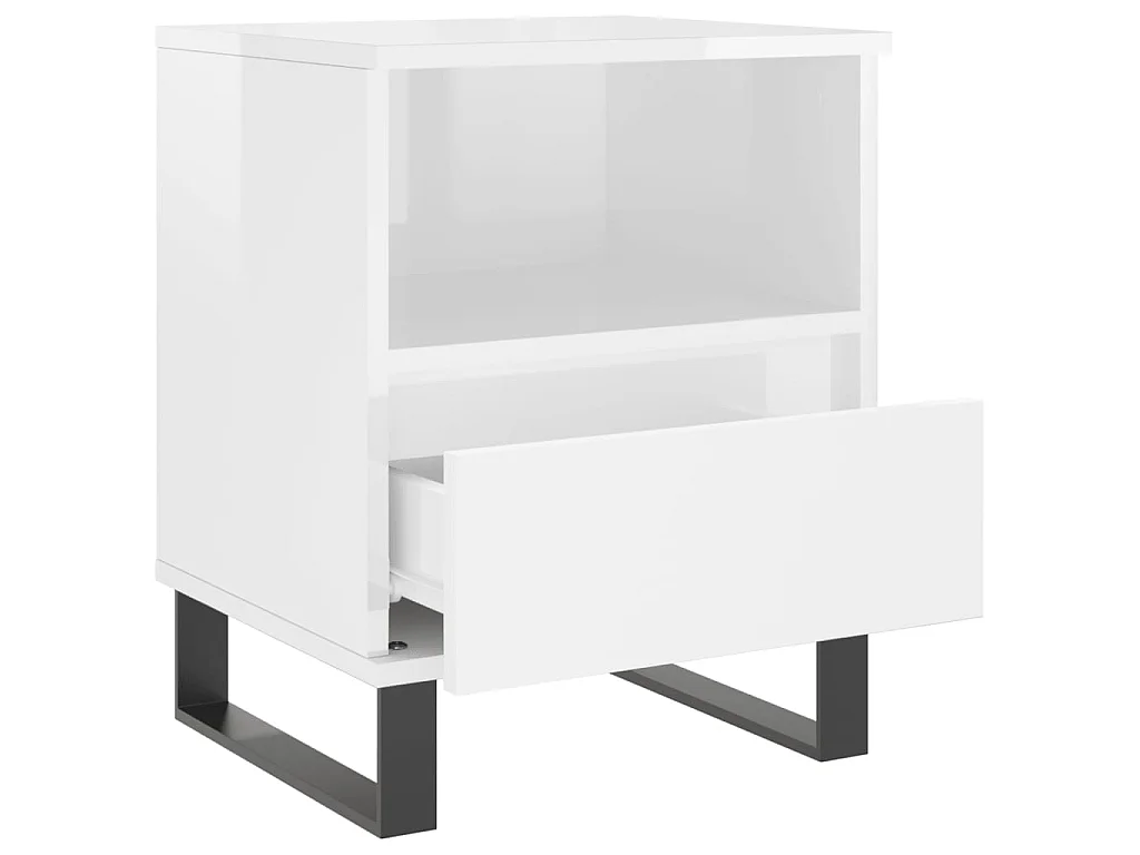 Nachttisch Nachtschrank Hochglanz-Weiß 40x35x50 cm Holzwerkstoff -RN97525