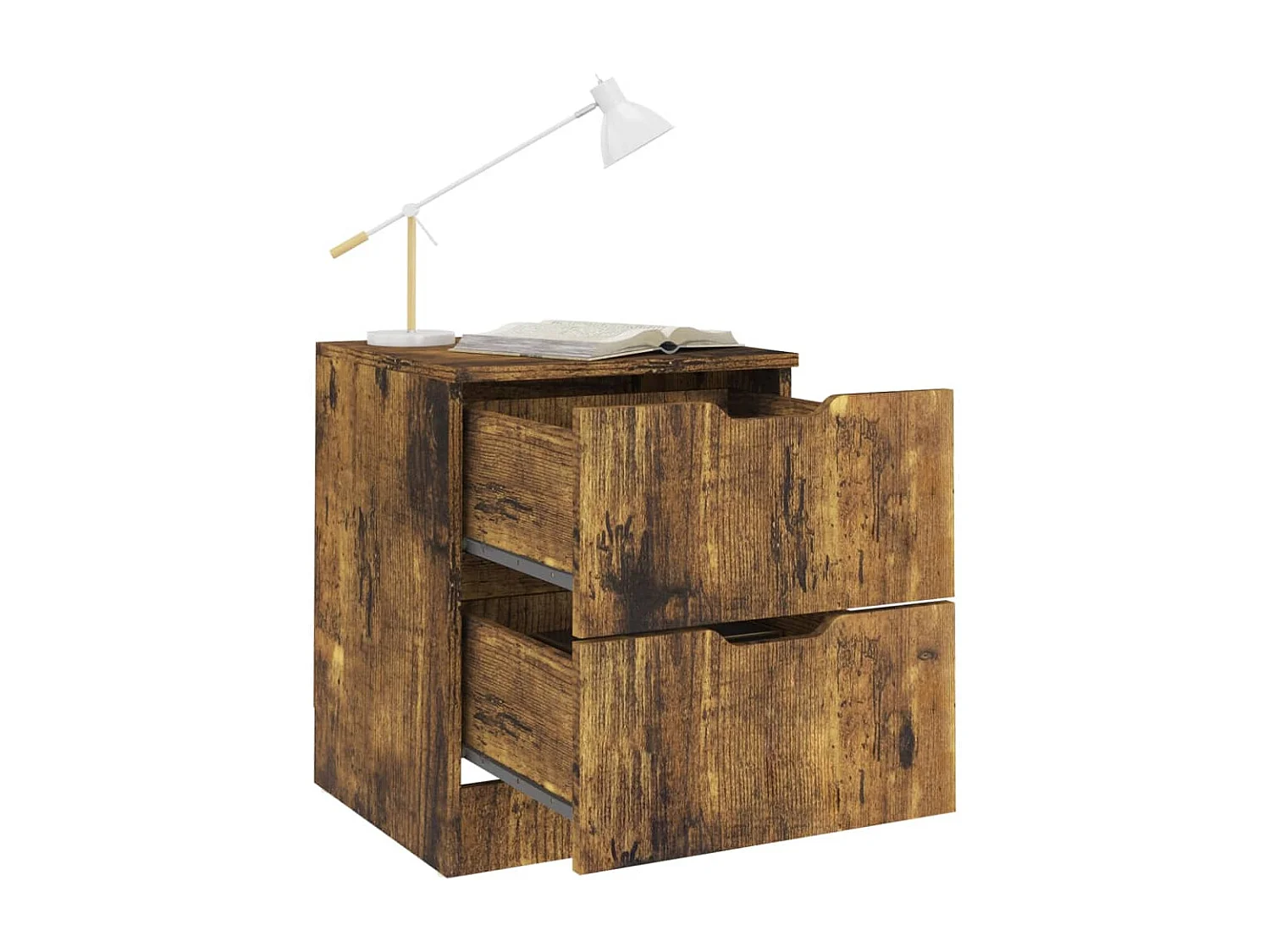 2er-Set Nachttische Nachtschrank Räuchereiche 40x40x50 cm Spanplatte -RN93629