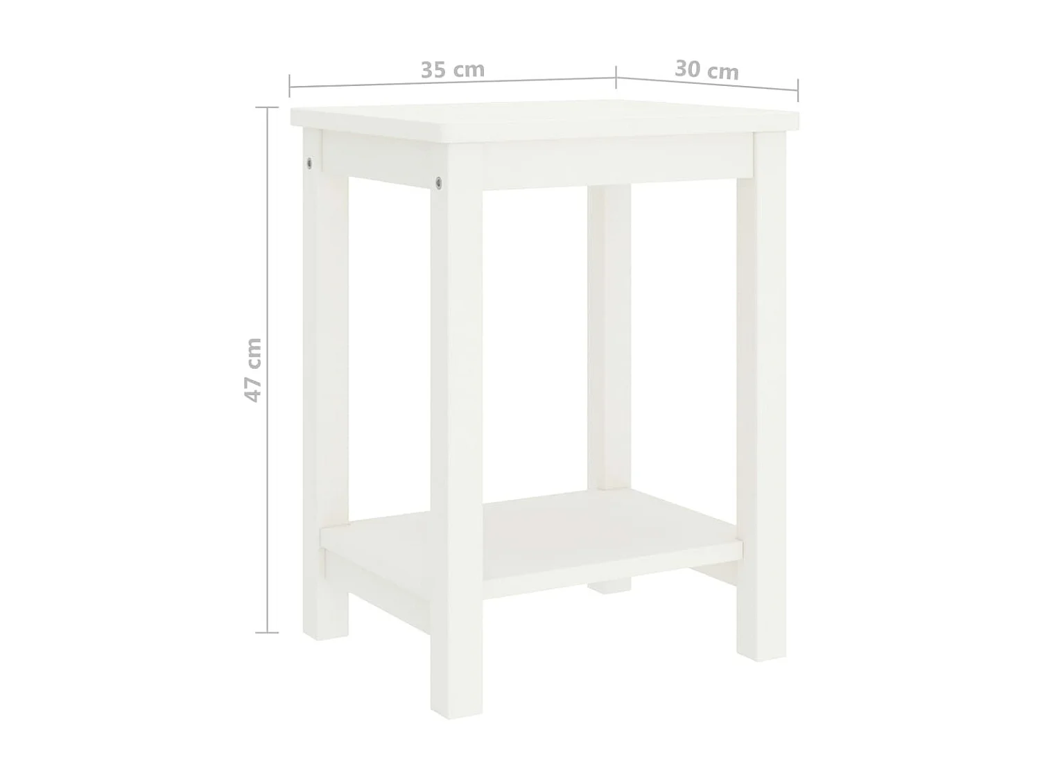 Nachttisch Nachtschrank Weiß 35x30x47 cm Massivholz Kiefer -RN13491