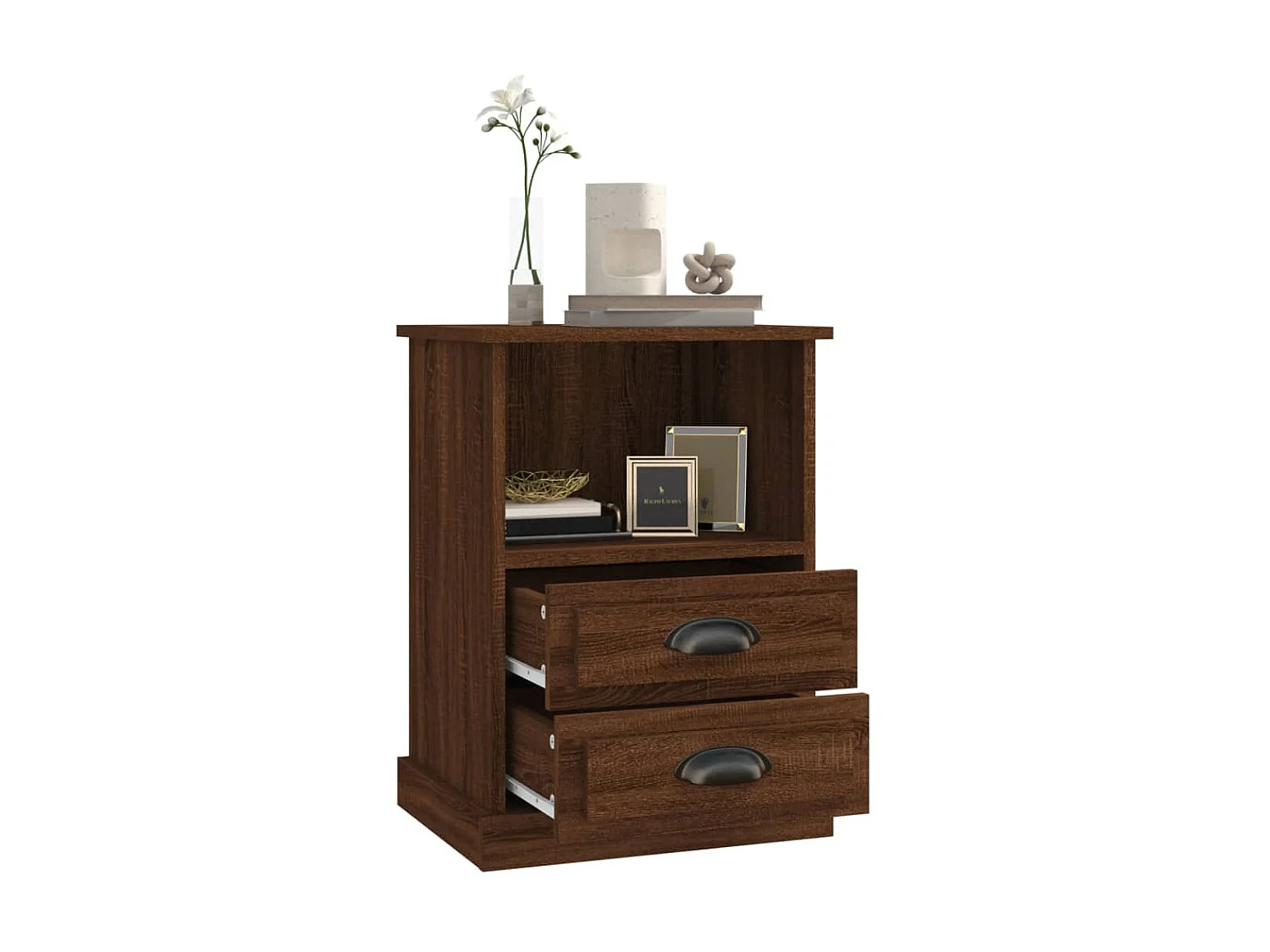 2er-Set Nachttische Nachtschrank Braun Eichen-Optik 43x36x60 cm -RN93445