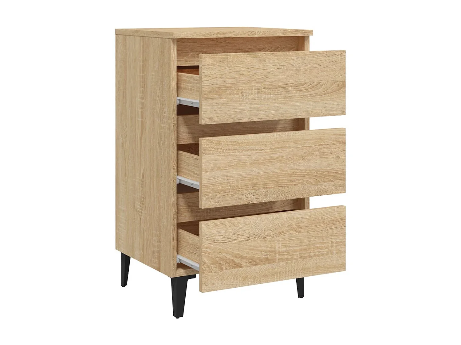 Nachttisch Nachtschrank mit Metallbeinen Sonoma-Eiche 40x35x69 cm -RN47493